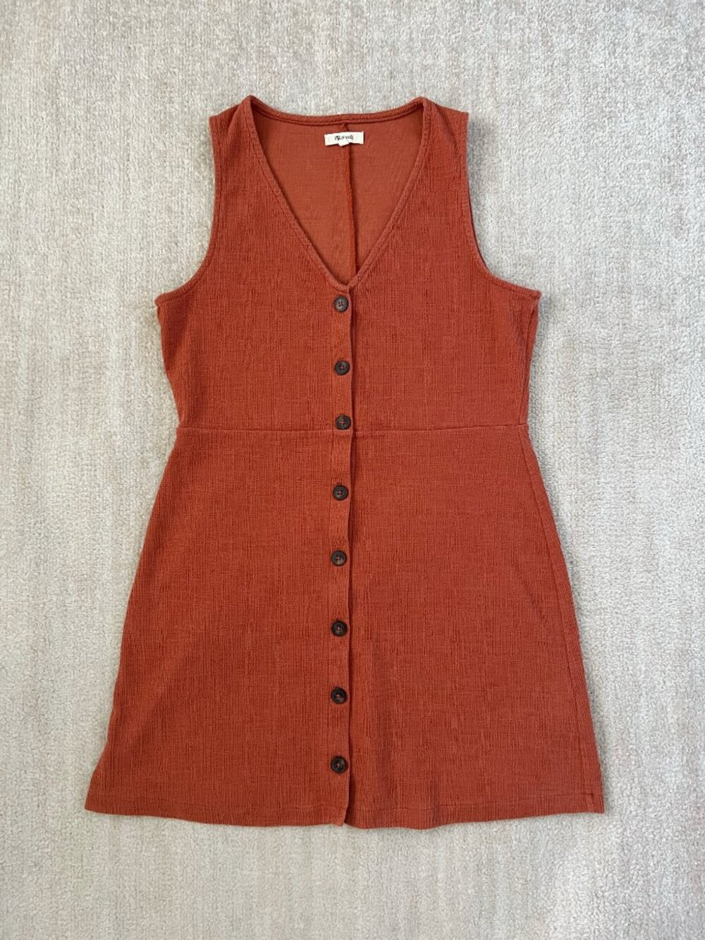 Madewell Sleeveless Cotton Button Front Mini Dress L V-Neck